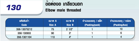 130 ข้อต่องอ เกลียวนอก
